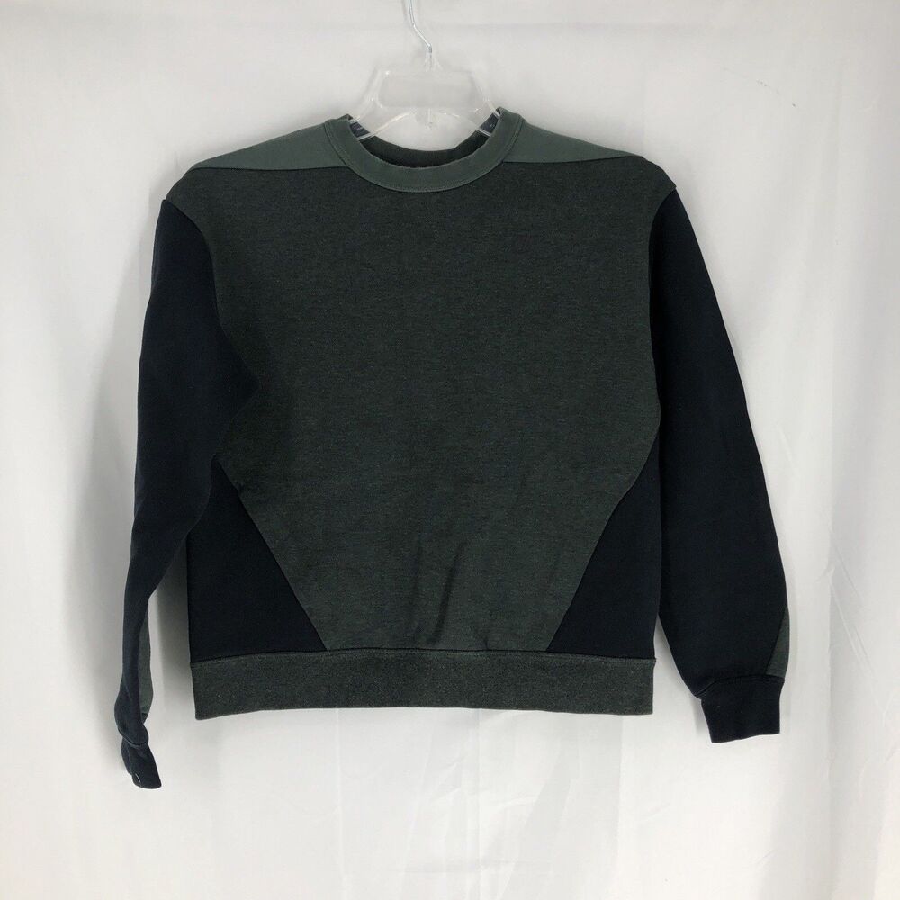 Nike Women’s Green & Black Colorblock Crop Crewneck Fleece Sweatshirt Medium